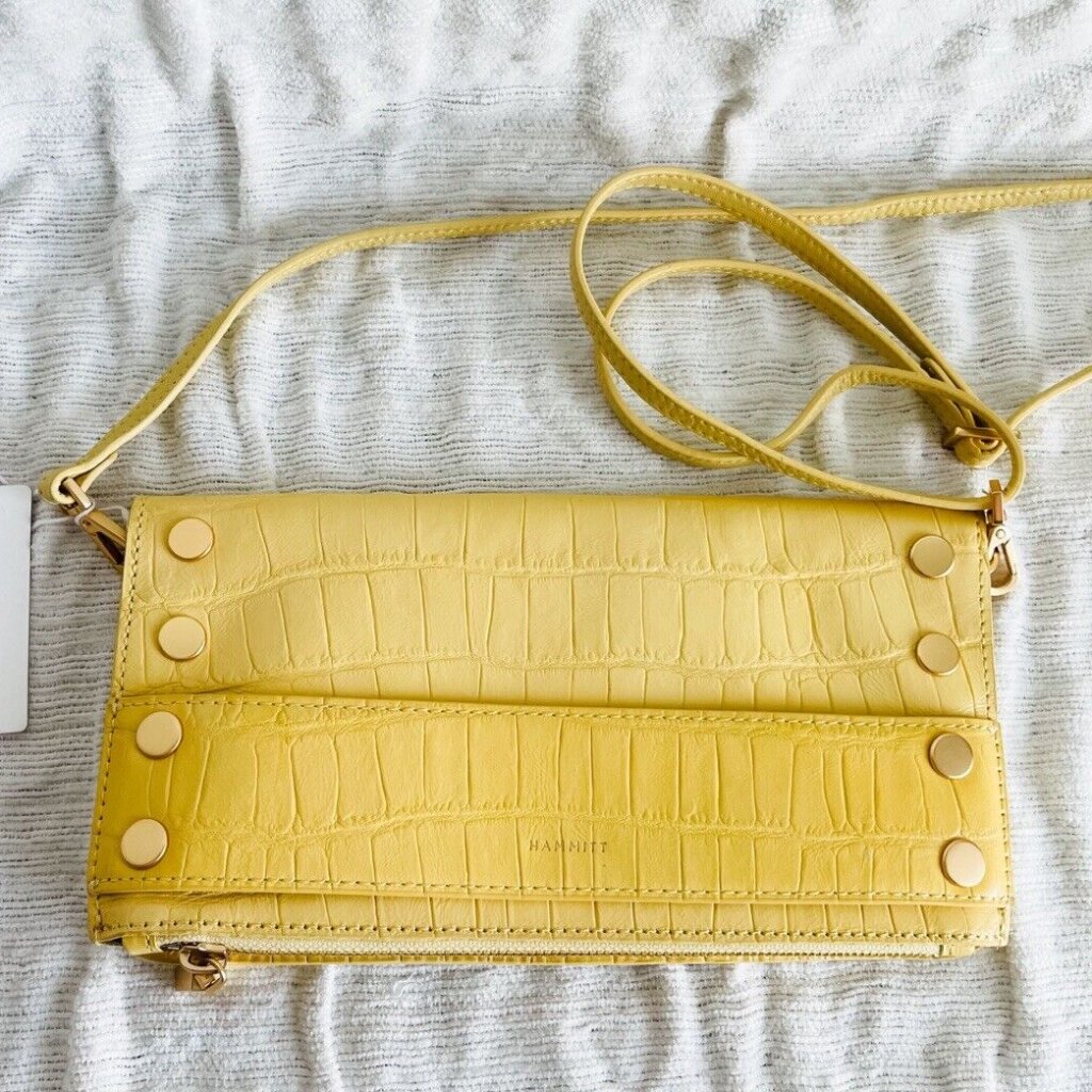 Nwt Hammitt Ryan Sunstruck Yellow Crocco Crossbody